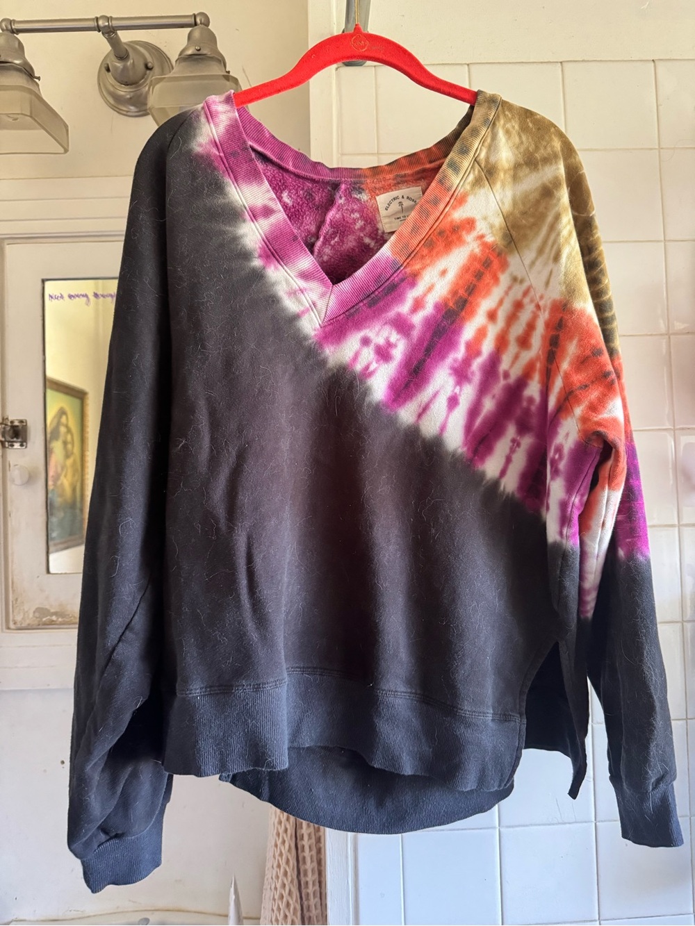 Electric & Rose Tie-Dye Crewneck Sweatshirt - Purple, Pink, Orange, Green